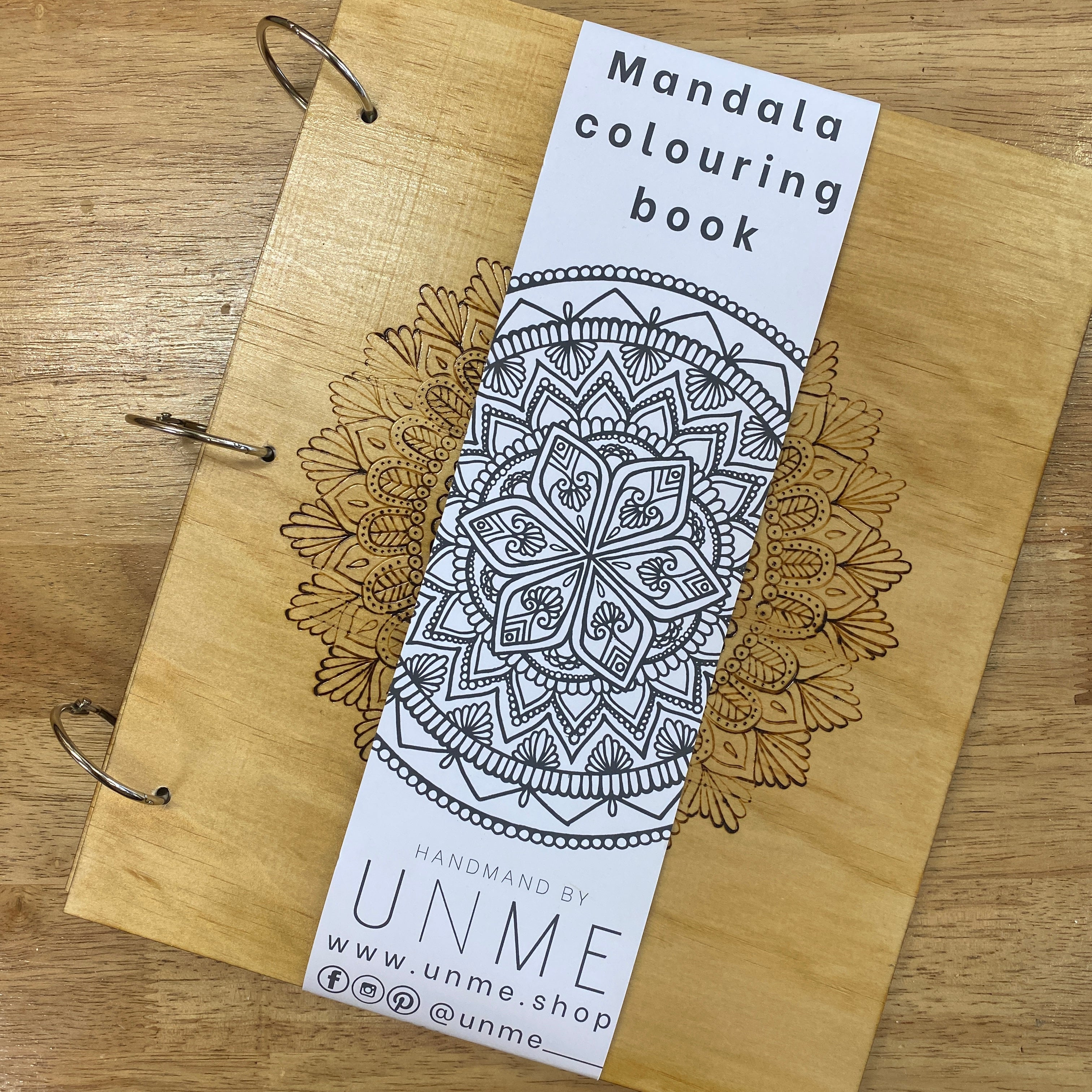 Wooden Mandala Colouring Book - Hand Made