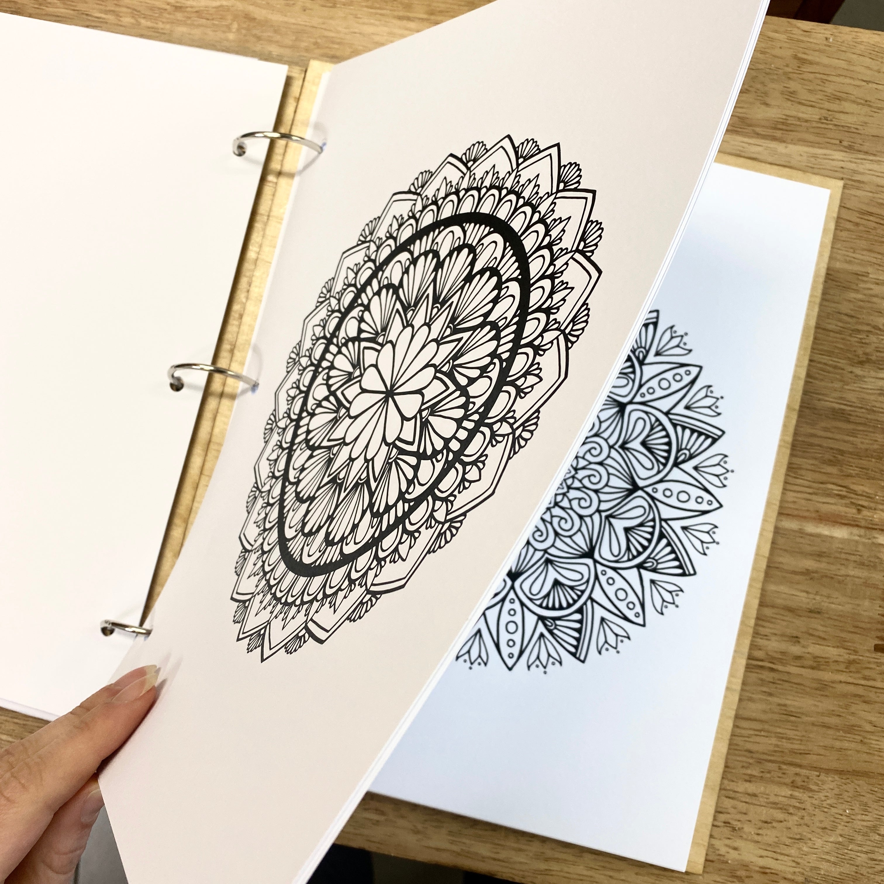 Wooden Mandala Colouring Book - Hand Made